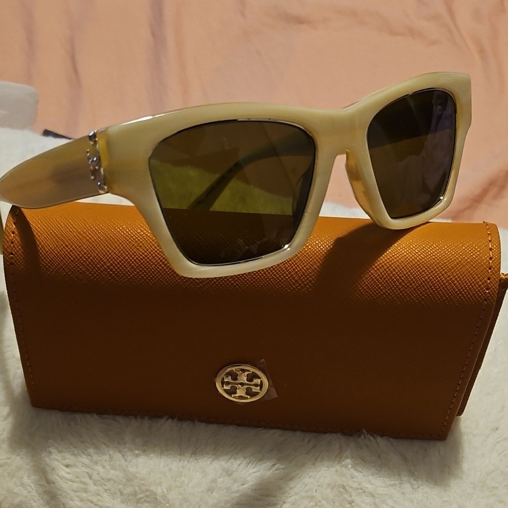 Tory Burch Cream and Brown Sunglasses Timeless Designer Accessory